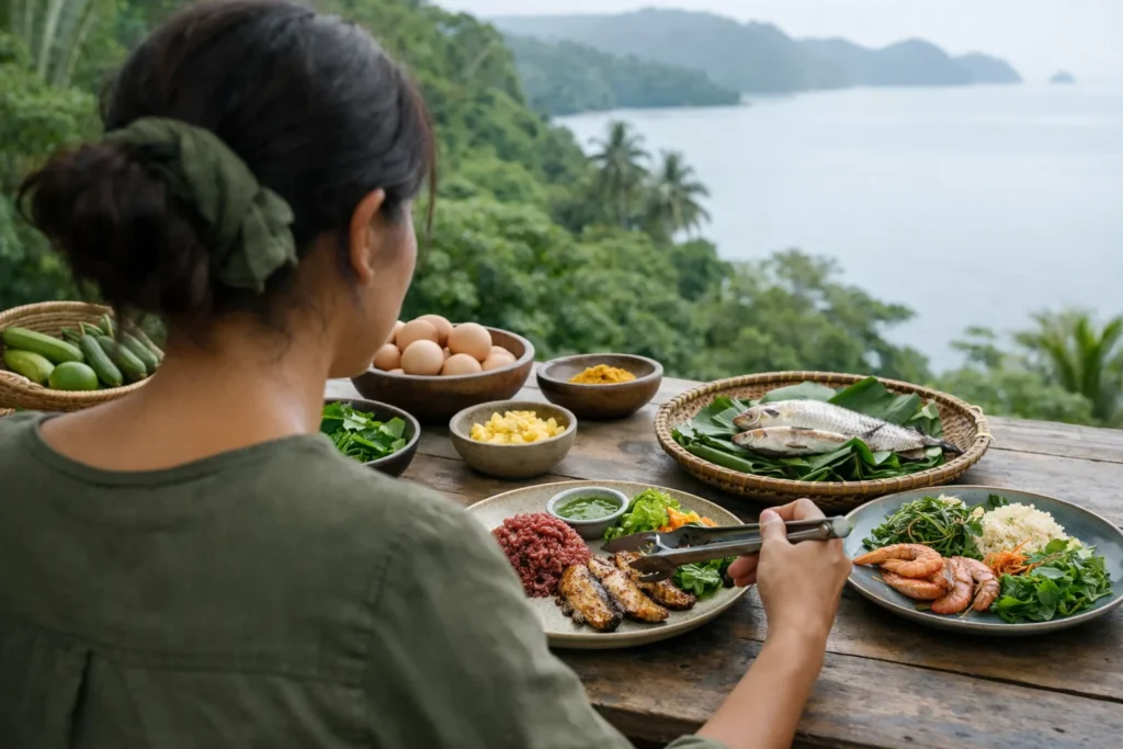 Assiettes locales avec ingrédients bio et traçabilité en Andaman
