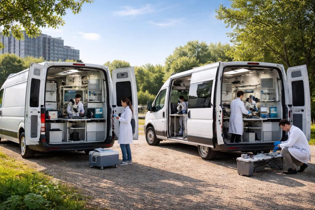 Recherche scientifique mobile avec laboratoires embarqués dans Volkswagen Crafter et Fiat Ducato